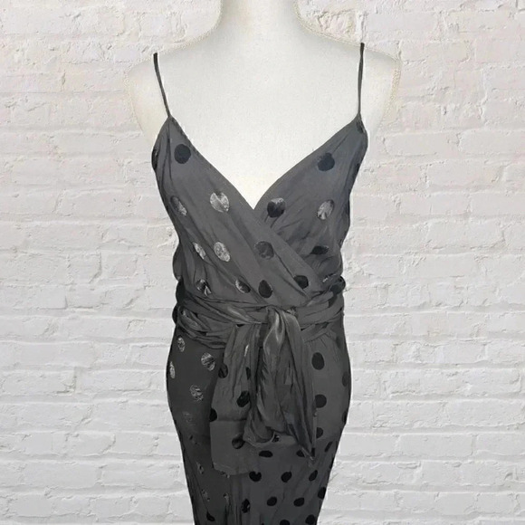 NWT Zara Black Polka Dot Midi Jacquard Dress Size XS - Picture 6 of 12